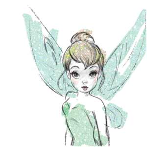 Disney Tinker Bell Watercolor Fairy Art Xbox 360 (Includes HDD) Skin